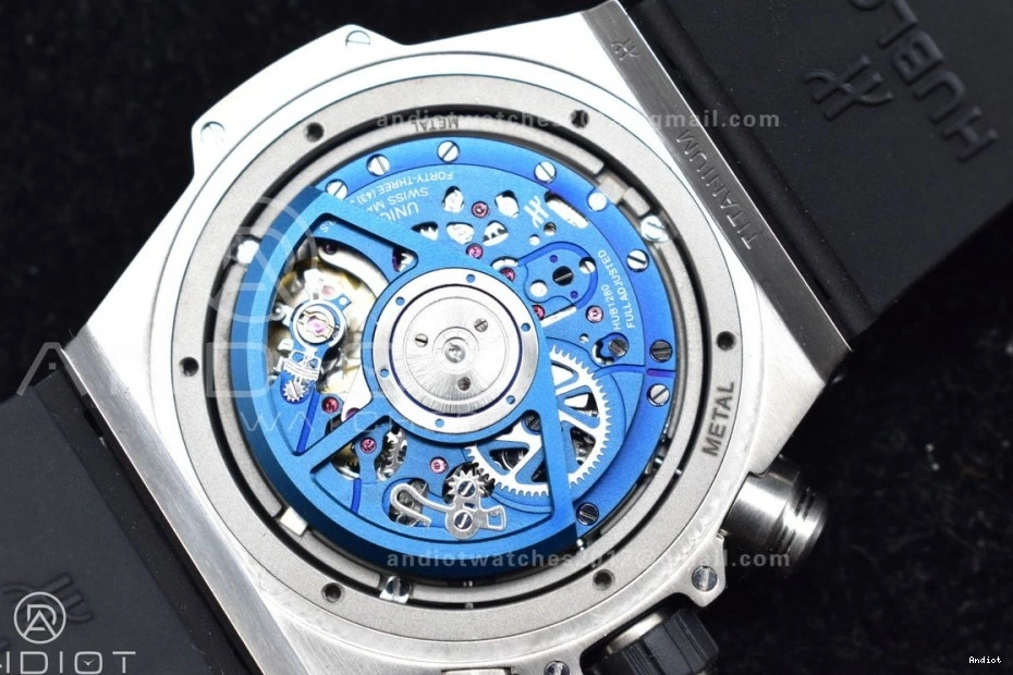 Skeleton A1280 Hublot Unico Blue Bang Titanium ZF on Dial Strap Best Big Blue Edition Rubber 1:1 0321